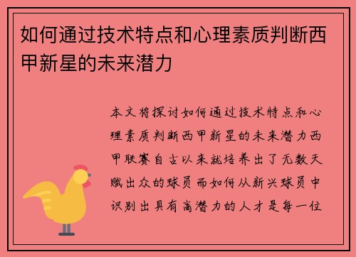 如何通过技术特点和心理素质判断西甲新星的未来潜力